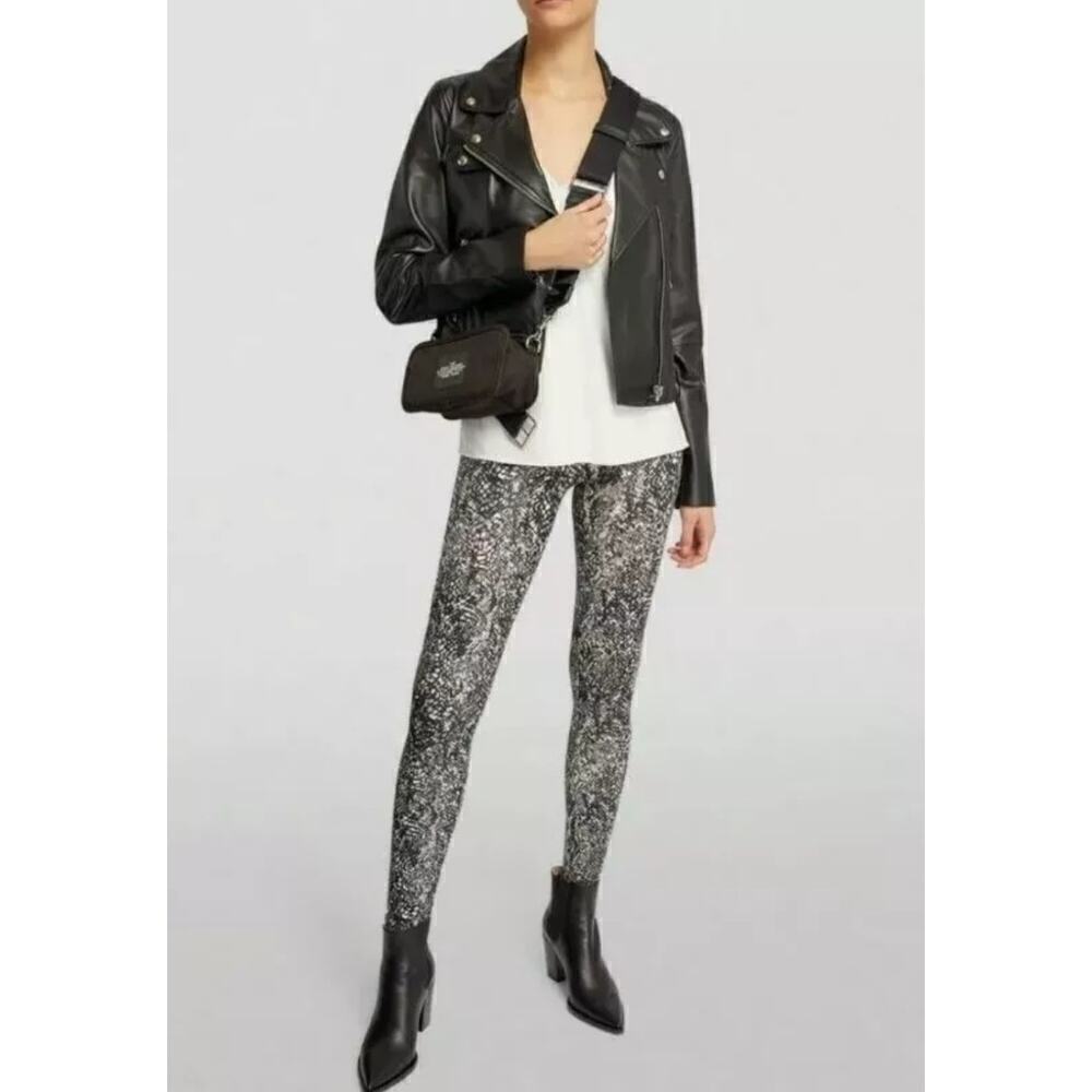 Spanx Faux Leather Leggings Women's Size Small Gray Snakeskin